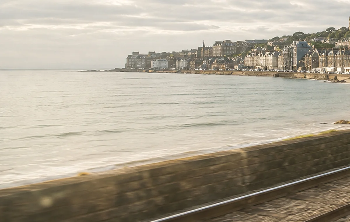 British coastline seen from a train window for coastal short breaks